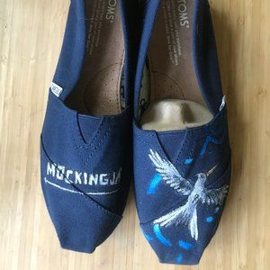 Navy blue Hunger Games Mockingjay themed Toms